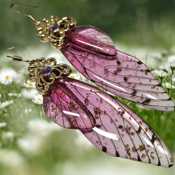 Fairy Butterfly Wings Handmade Earrings Fantasy Nature Magical Insect Witch Bug - Picture 5 of 12